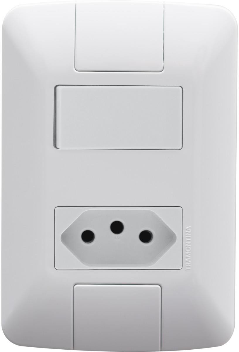 Interruptor Tramontina Aria Simples 2 Polos e 1 Tomada 10A Branco