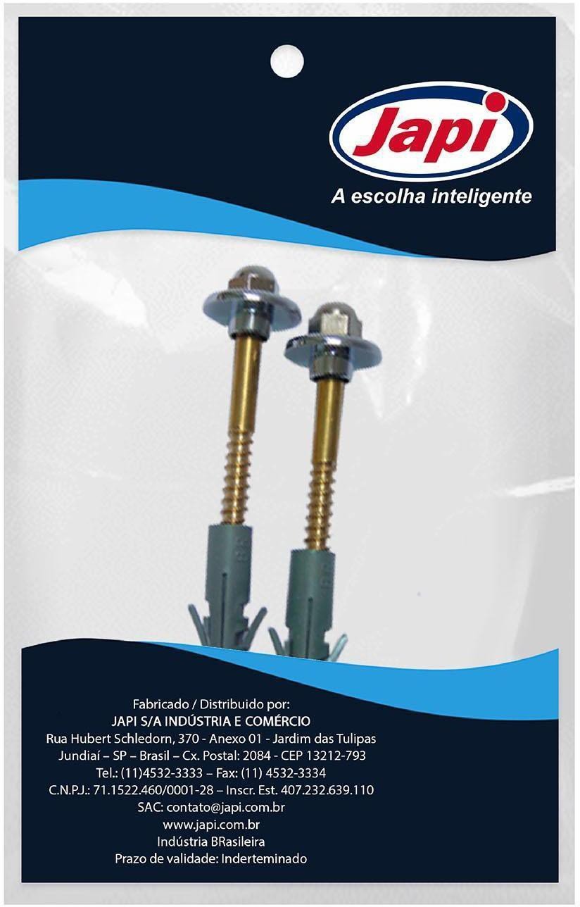 Conjunto Parafusos Japi PF10A Para Bacia Sextavado Latão N10 2 Peças