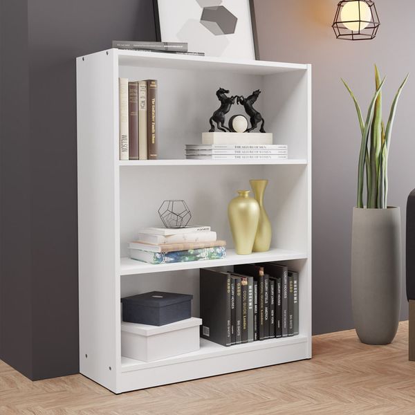 Estante para Livros Home Sala Madesa 6907 com 3 Nichos Branco Cor:Branco