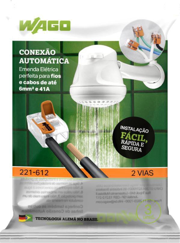 Conector Elétrico Emenda Wago Para Chuveiro Pacote com 3 Unidades