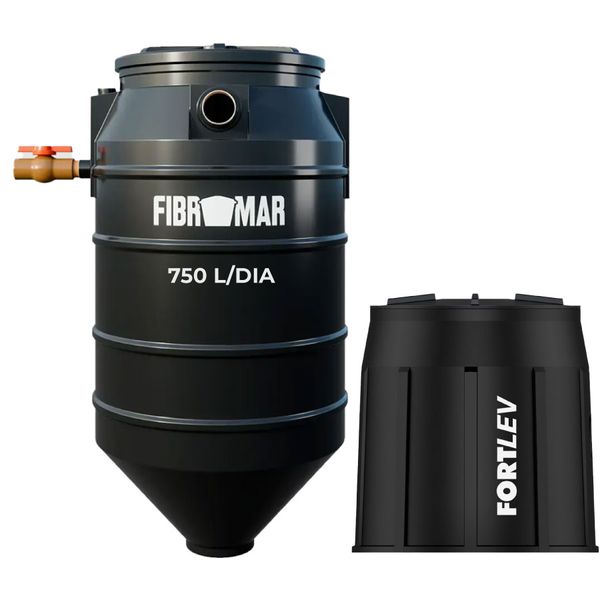 Kit Fossa Séptica Biodigestor 750L/dia Fibromar e Leito de Secagem Fortlev