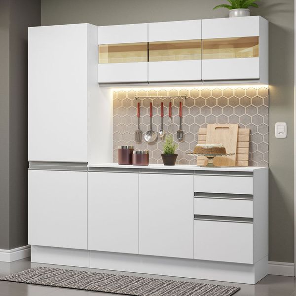 Armário de Cozinha Compacta 100% MDF 170 cm Branco Smart Madesa 01 Cor:Branco