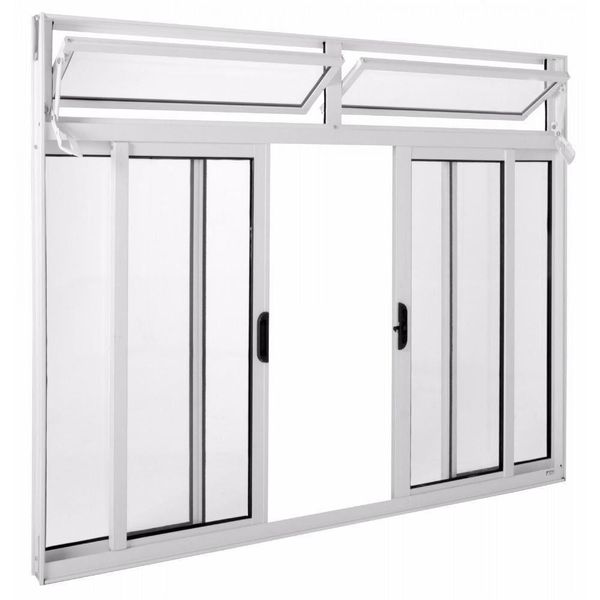 Janela de alumínio 04 folhas com basculante Branco - 100x120