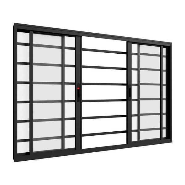 Janela de alumínio Ônix 04 folhas com grade preto - 100x150