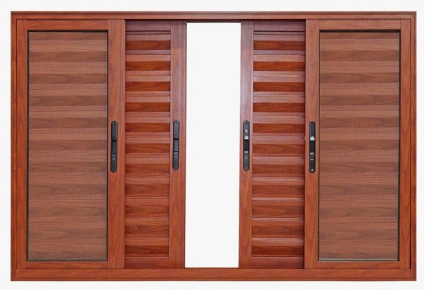 Janela de alumínio veneziana 06 folhas madeira max - 120x120