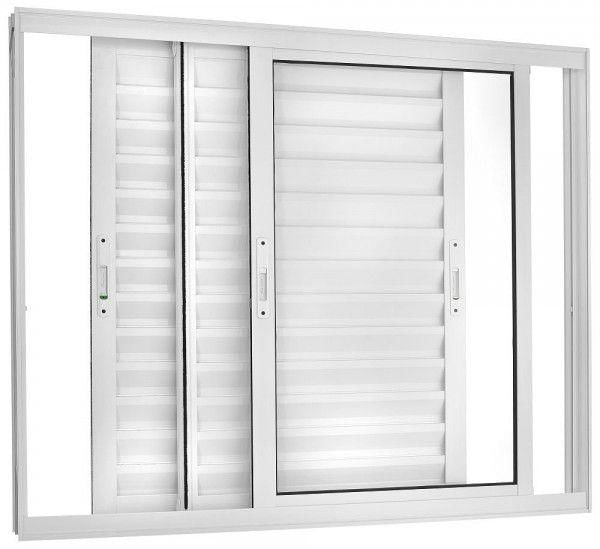 Janela de alumínio veneziana 03 folhas branca Maxx - 120x120