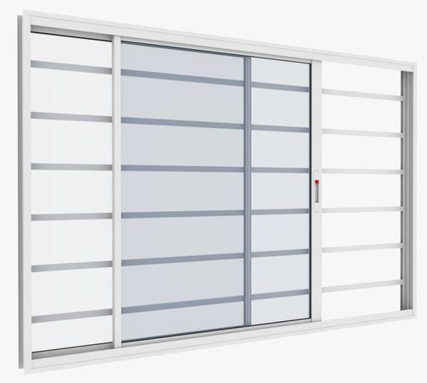 Janela de alumínio Ônix 02 folhas com grade Branco - 100x150