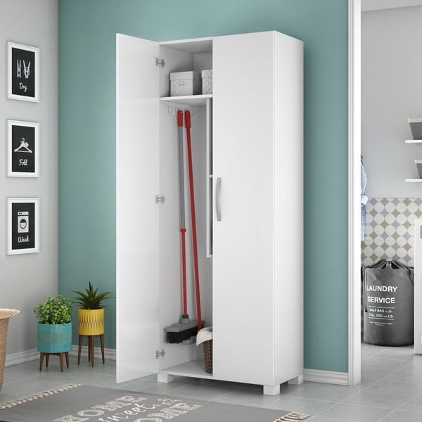 Armário Multiuso Lavanderia 2 Portas Branco