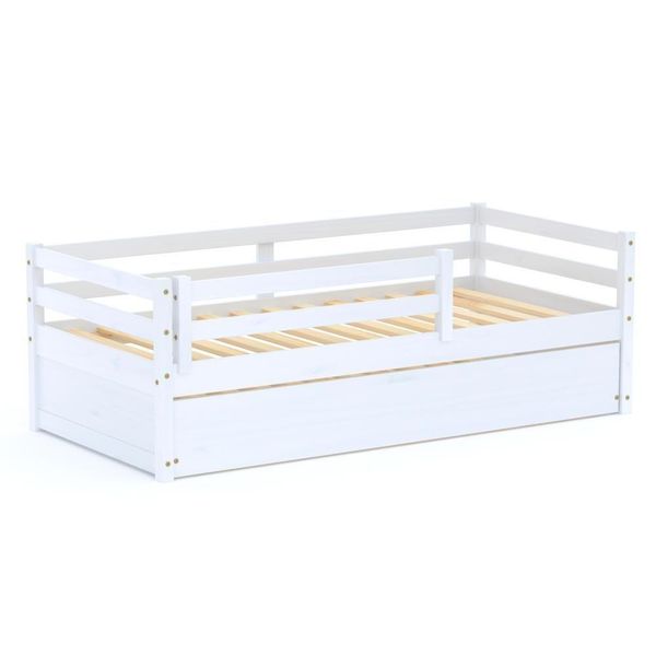 Bicama Infantil Dreams Com Grade De Proteção Madeira Maciça Branco Megamobilia