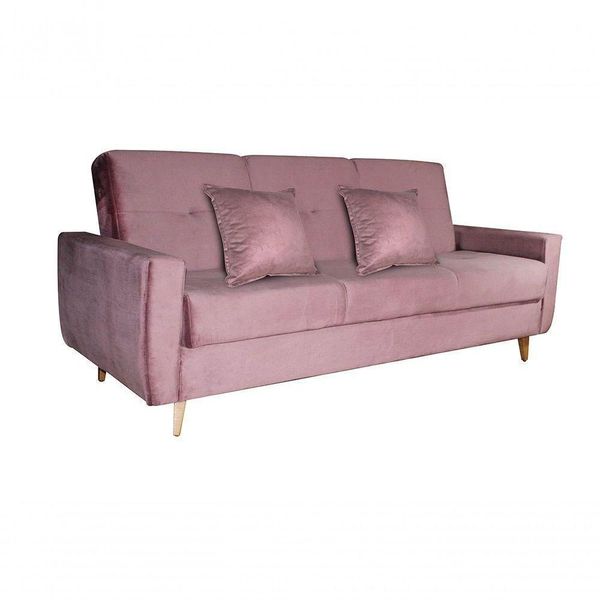 Sofá Cama Casal Com Baú Pamela - Veludo Turkey Rose