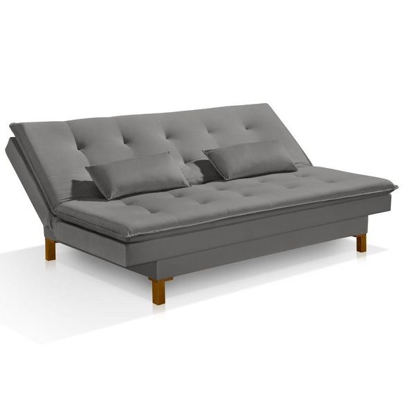 Sofá Cama Bangkok Alto Padrão P Quarto Salas Tecido Veludo Cor cinza