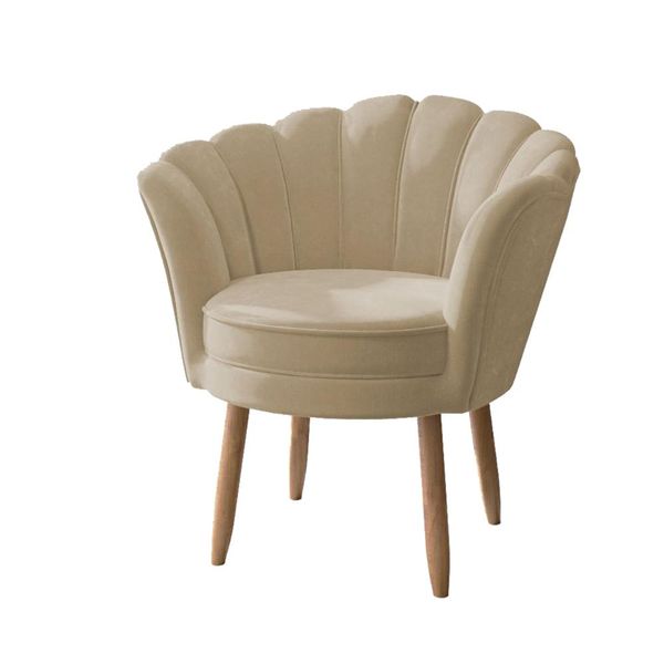 Poltrona Decorativa Flor Reforçada Amamentação Tecido Veludo