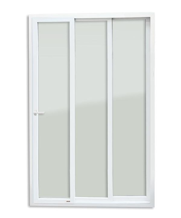 Porta Correr 3 Folhas de Pvc Cremona e Vidro Temperado - 210x240