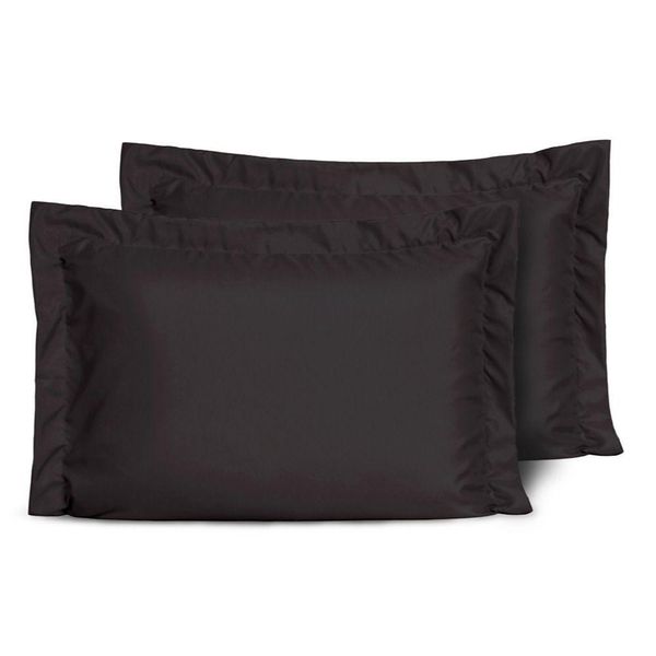 Kit Fronhas Slim Com 3 Abas Percal 200 Fios 50cm X 70cm 2 Peças - Preto
