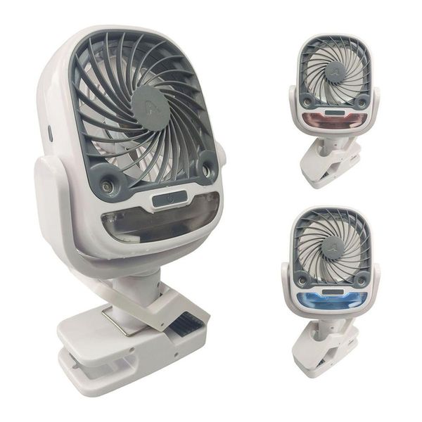 Ventilador De Mesa Umidificador Bateria Recarregavel Usb Garra 3 Velocidades Giratorio 360 Graus Verao Calor Dia Quente Portatil Potente