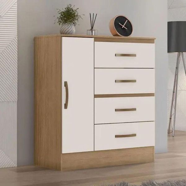 Gaveteiro Com 4 Gavetas 1 Porta Rancharia Nature Off White