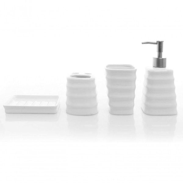 Kit 4 Peças Banheiro Lavabo Luxo Modelagem 3d Premuim Cerâmica