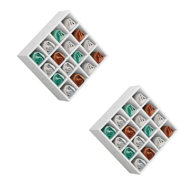 Kit 2 Suporte Porta Toalha 16 Nicho Toalheiro Multiuso Design branco