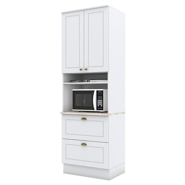 Torre Quente 1 Forno Americana Branco Com Tampo Calcare - Móveis Henn Branco Hp