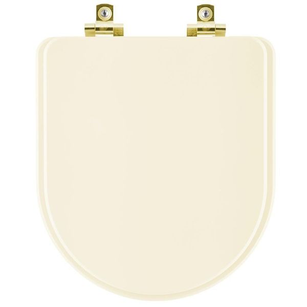 Assento Sanitário Com Amortecedor Oxford Creme Para Vaso Deca Com Ferragem Dourada