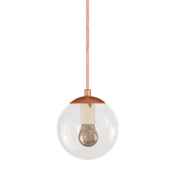Pendente Globo Esfera De Vidro Cristal 14cm - Bronze