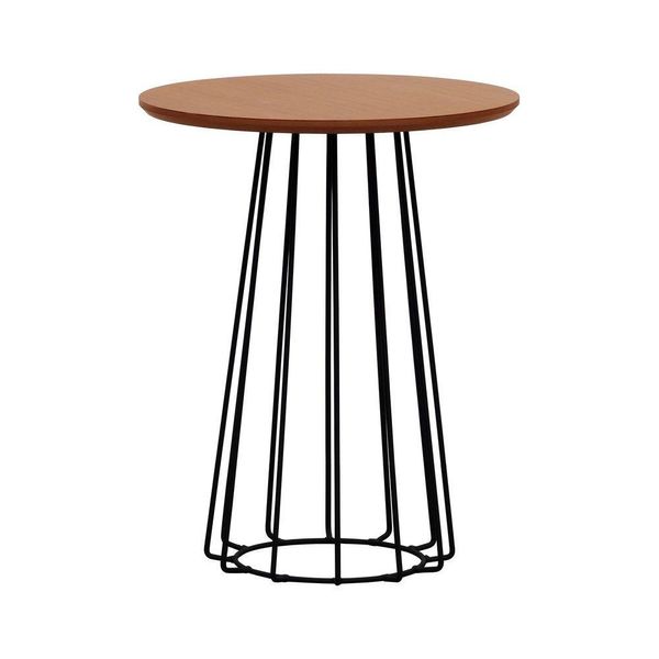 Mesa Lateral Raiada ø45x56cm Preto-amêndoa