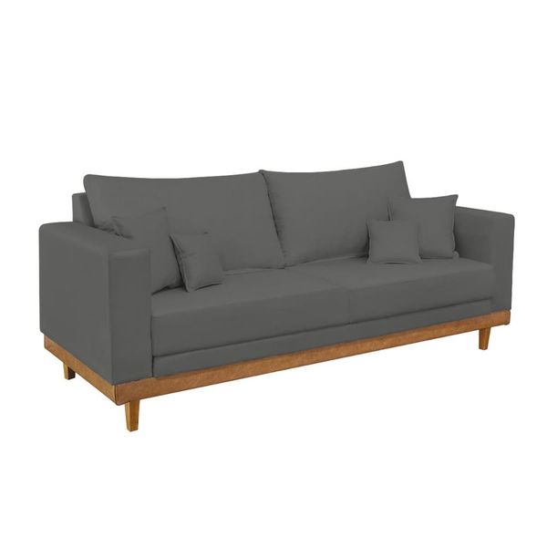 Sofá Living 2 Lugares Suede Resistente Madeira + Almofadas