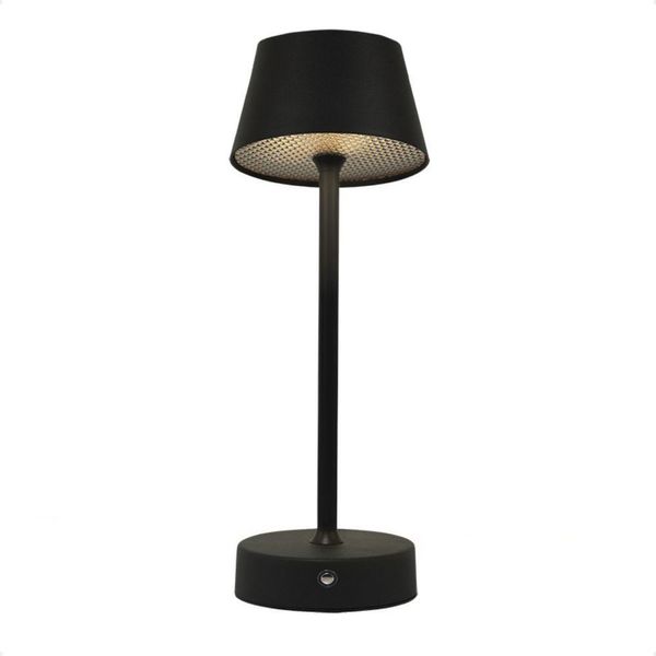 Luminária Abajur Mesa Led Louvre Touch Recarregável Preto
