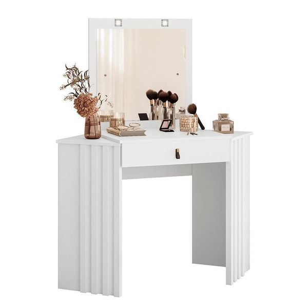 Penteadeira Camarim De Canto Glitter 1 Gaveta Branco - Móveis Albatroz Branco