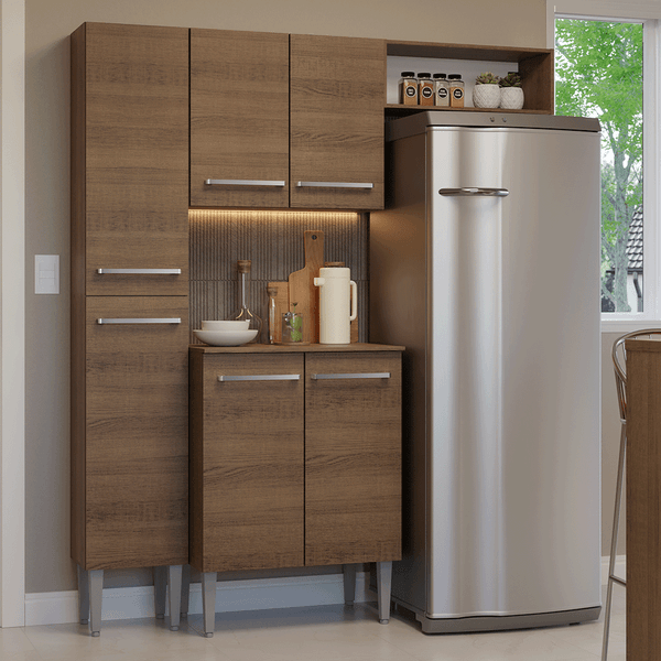 Armário de Cozinha Compacta 156 cm Rustic Emilly Madesa 03 Cor:Rustic