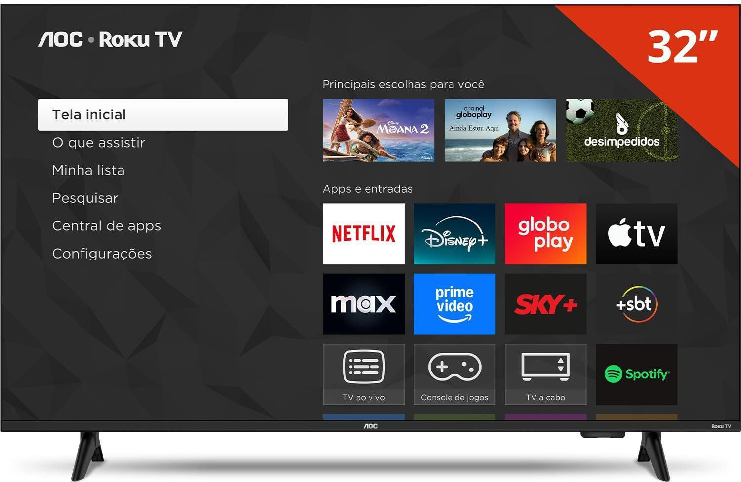 Smart Tv / Televisor AOC Roku 32" 32S5155/78G Hd Com Conversor DigitalCompatível Com Google Assistant e Alexa