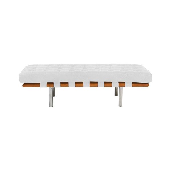 Banco Capri Barcelona 1,50m Couro Natural Branco