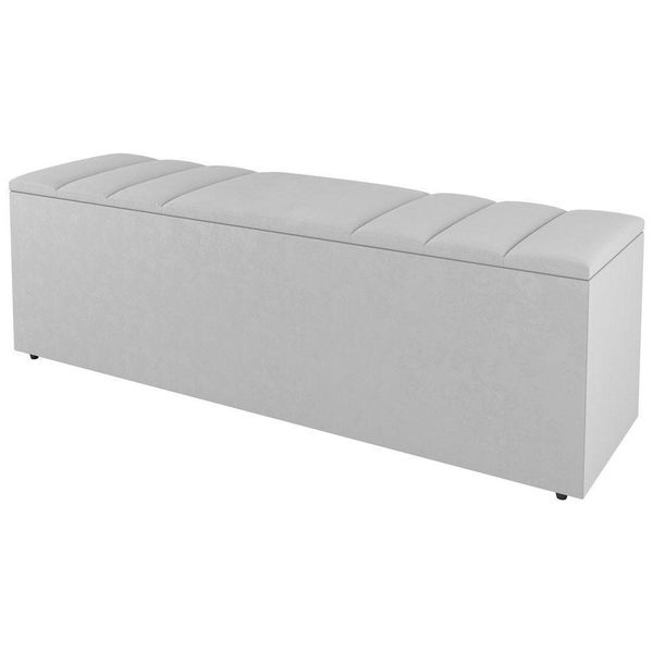 Calçadeira Baú Casal Grace 140cm Sintético Branco - Abmaza