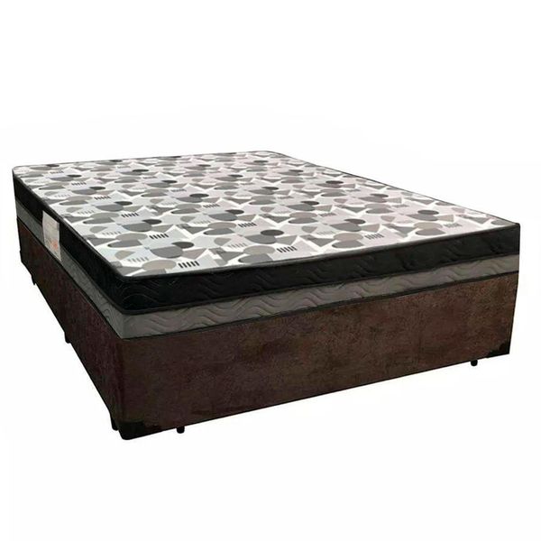 Cama Box Casal Iso Dupla Face Colchão Suede Marrom Ortobom