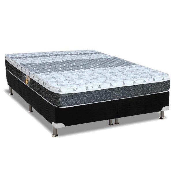 Cama Box com Colchão King System Class Molas Pocket Suede Black Castor