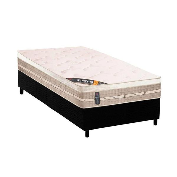 Kit Cama Box Solteiro Molas Pocket Euro Pillow Suede Preto a Costa Rica