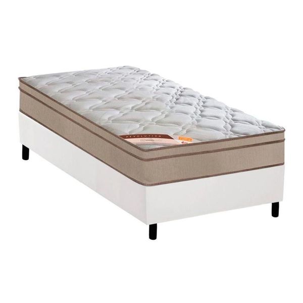 Kit Cama Box Solteiro Corano White Molas Ensacadas Euro Pillow Branco