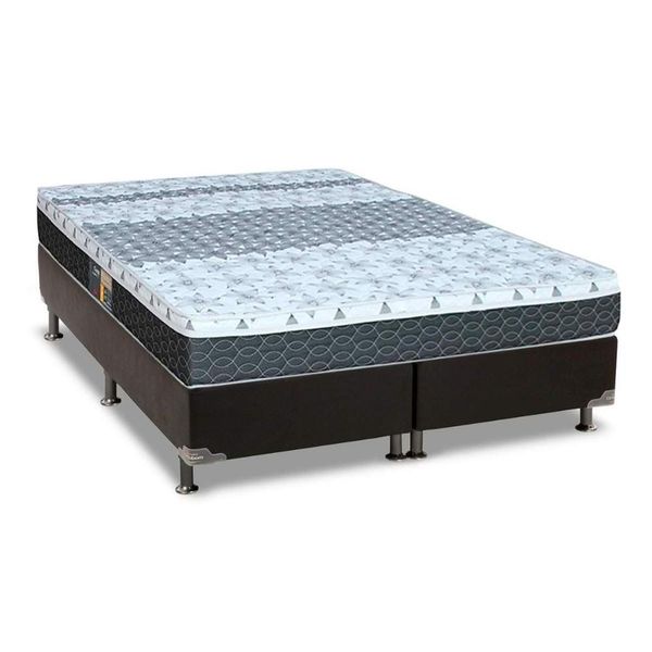 Kit Cama Box Colchão King Corano Black Euro Pillow Molas Preto