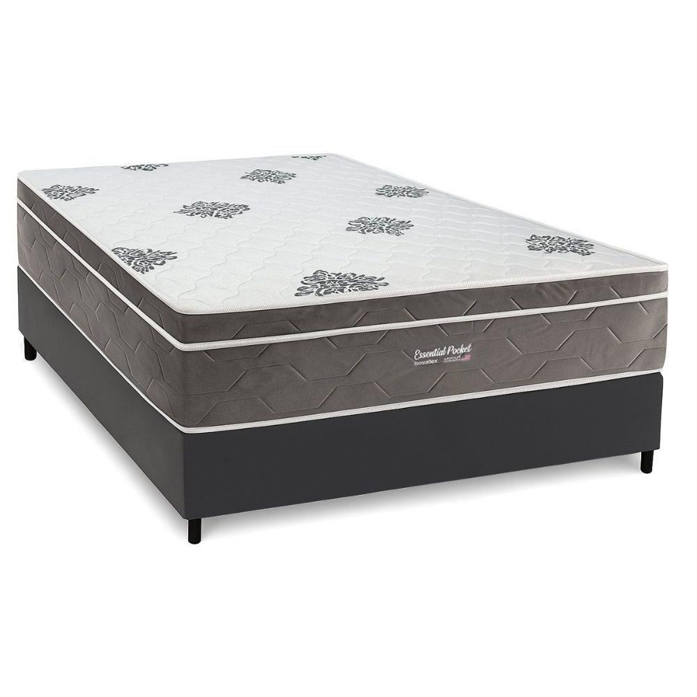 Cama Box Casal Essential Euro Pillow Molas Ensacadas Cinza a Costa Rica