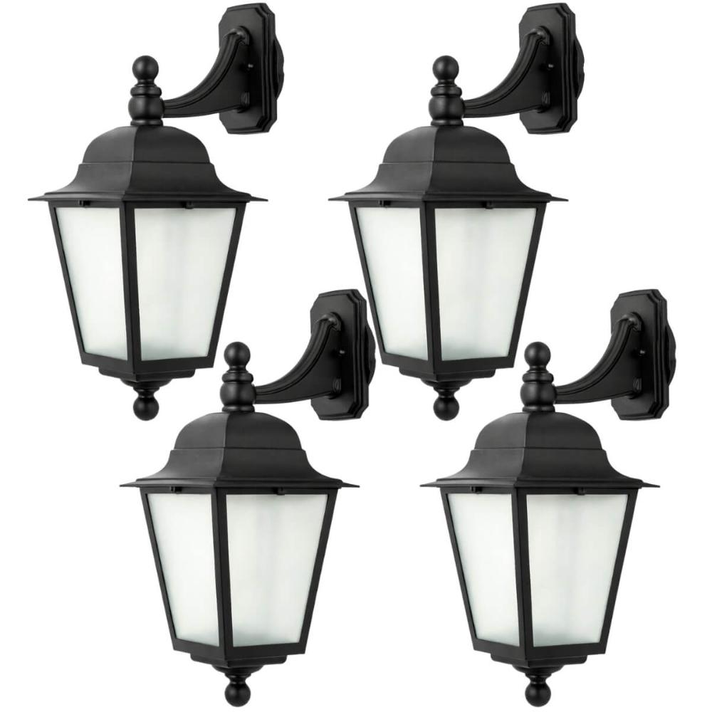 Kit 4 Luminárias de Parede Arandelas em Termoplástico Preto Bivolt Soberana Dital Salas Hall