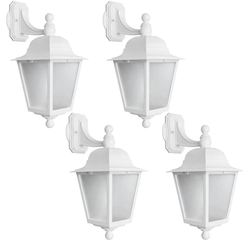 Kit 4 Arandelas Clássicas Termoplástico Branco Lente Fosca Iluminação Soberana Dital