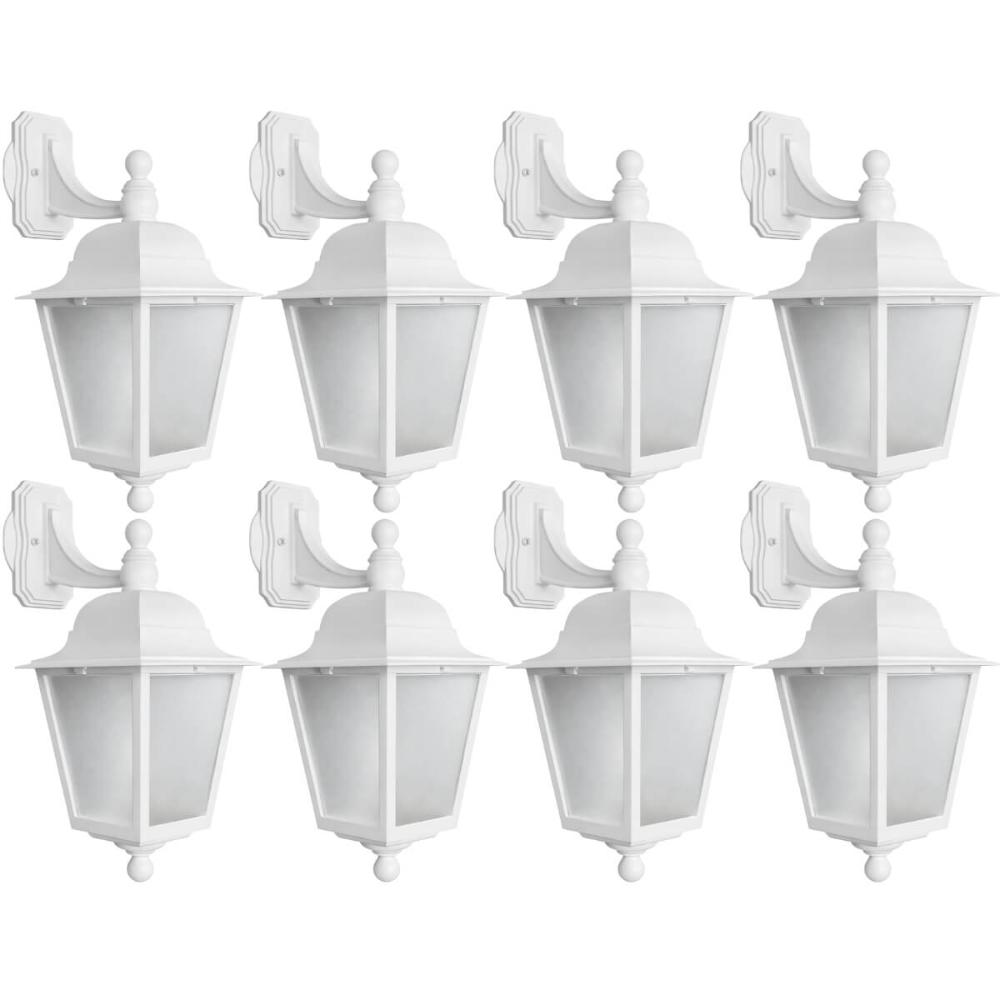 Jogo 8 Luminárias Arandelas Lente Fosca Iluminação Soberana Dital Branco Bivolt Corredores Fachadas
