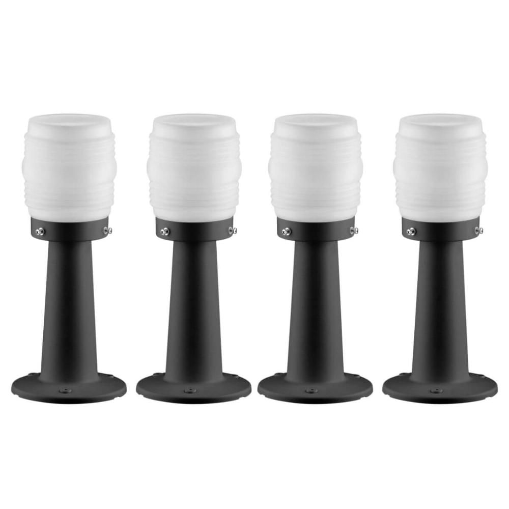 Jogo 4 Balizadores Jardim 14x36cm Alumínio Preto Modelo Globo Decorativo Timoneiro Dital