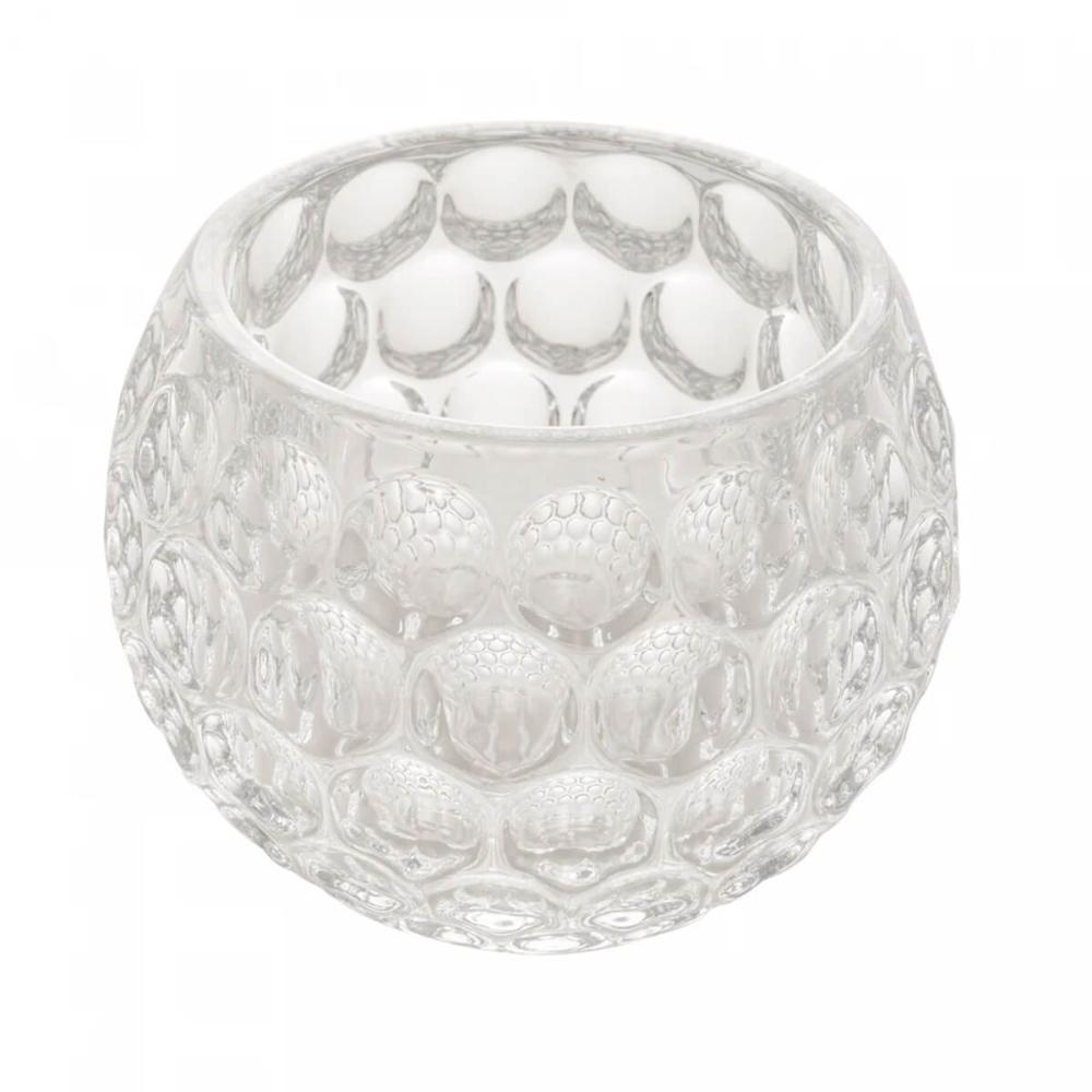 Porta Velas de Cristal Bolhas 11x9cm Lyor Mesa de Jantar Aparadores Suporte para Vela