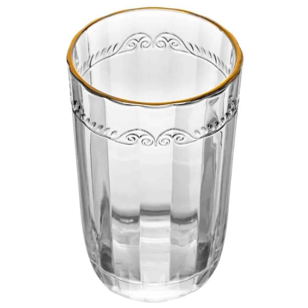 Jogo 24 Copos de Cristal com Fio de Ouro Alto Imperial 370ml Lyor Servir Suco Água