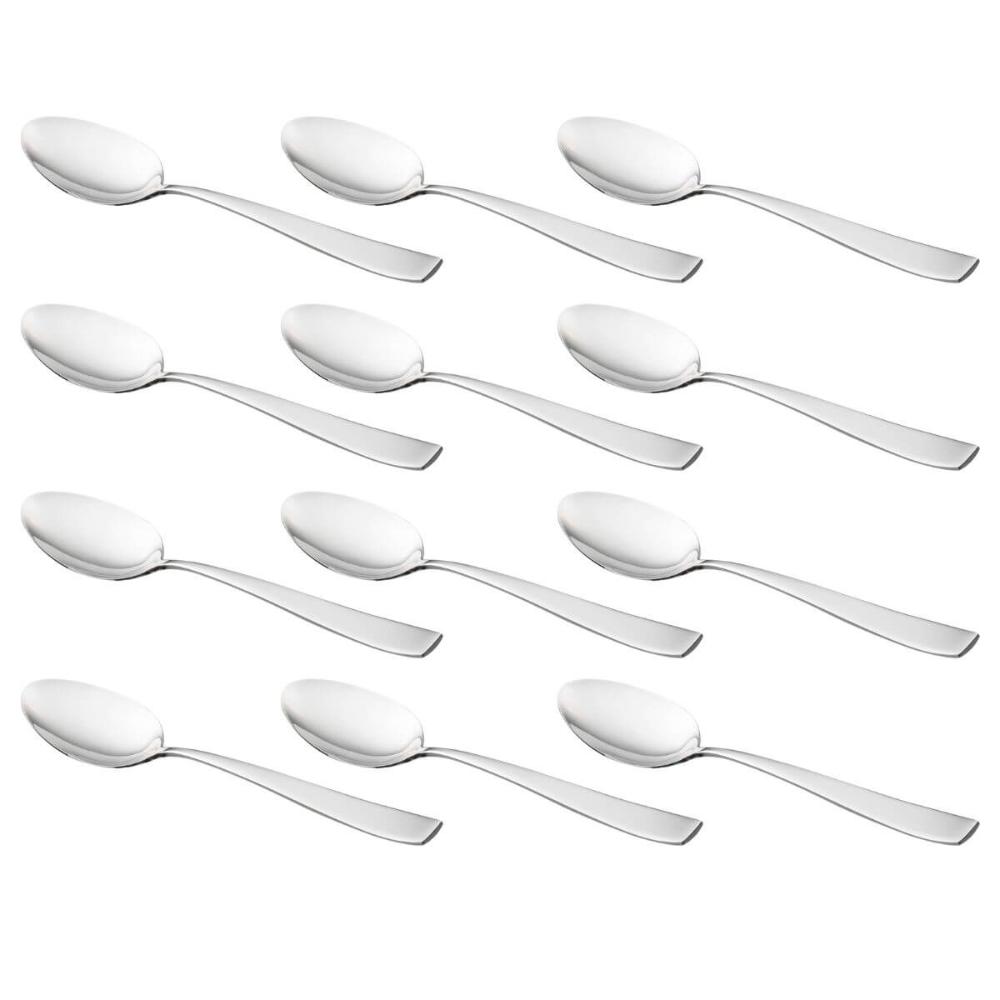 Conjunto 12 Colheres Aço Inox para Sobremesa 19cm Pisa Talheres Mesa Posta Cozinha