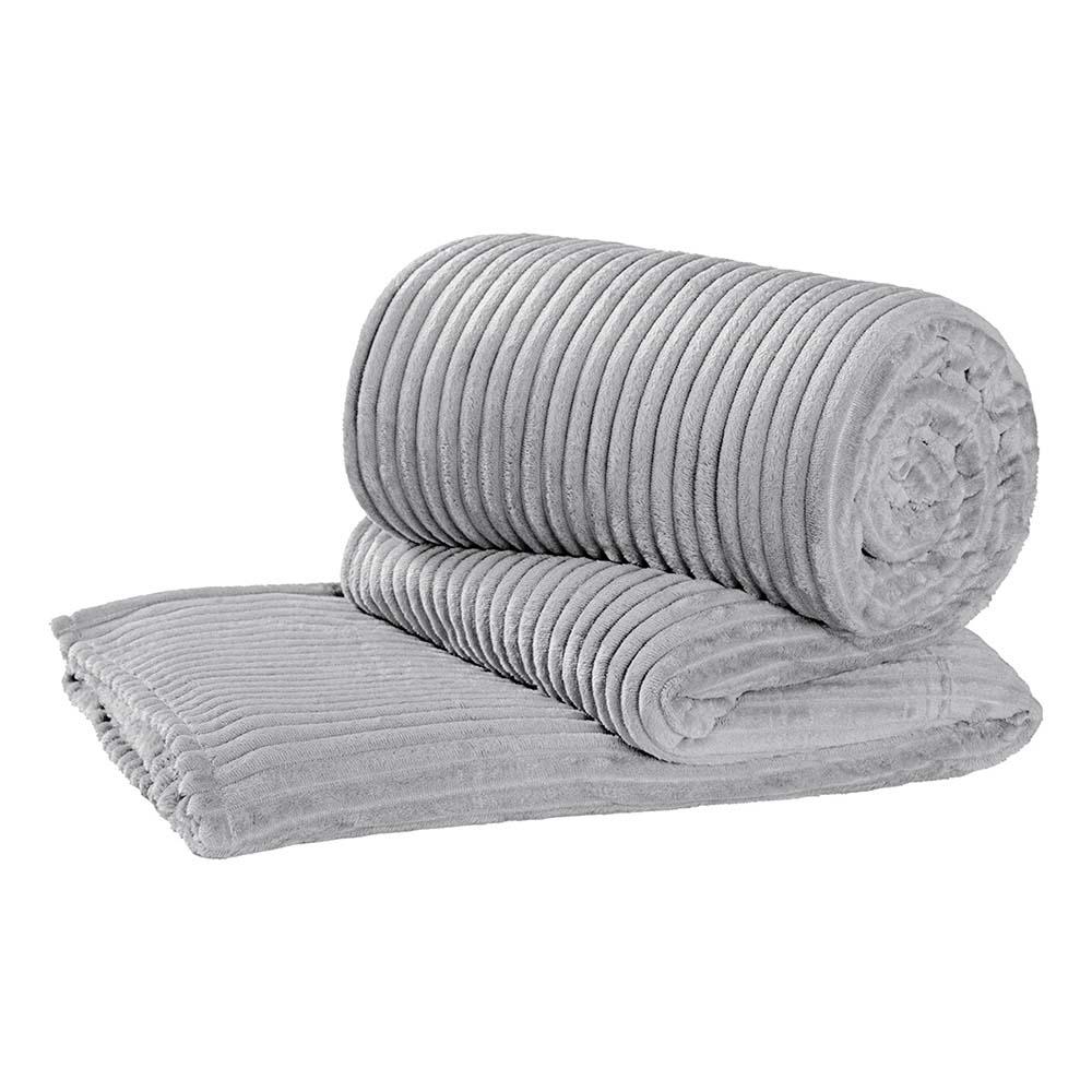 Cobertor Manta Moscou Casal Queen 2,40m x 2,20m Dupla Face Macio Premium - Cinza