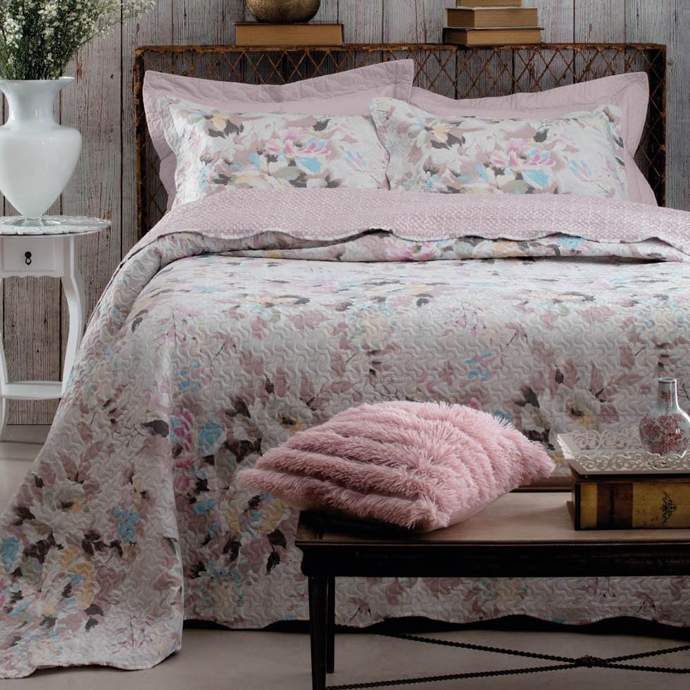 Kit Cobre Leito Colcha Daily Queen 3 Peças Dupla Face Estampado Floral - Floral 6