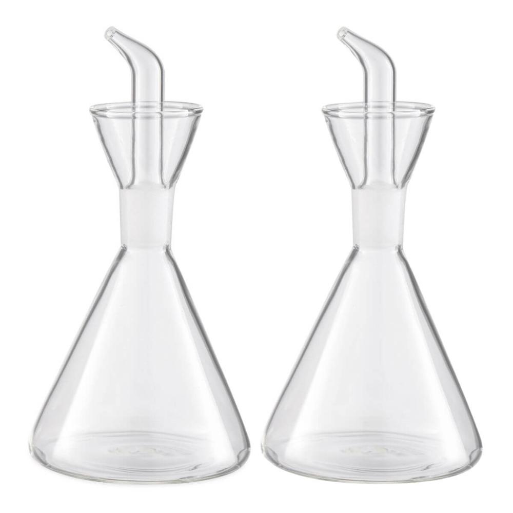 Kit 2 Galheteiros Azeite e Vinagre 250ml Bico Dosador Vidro Transparente Borea Oikos