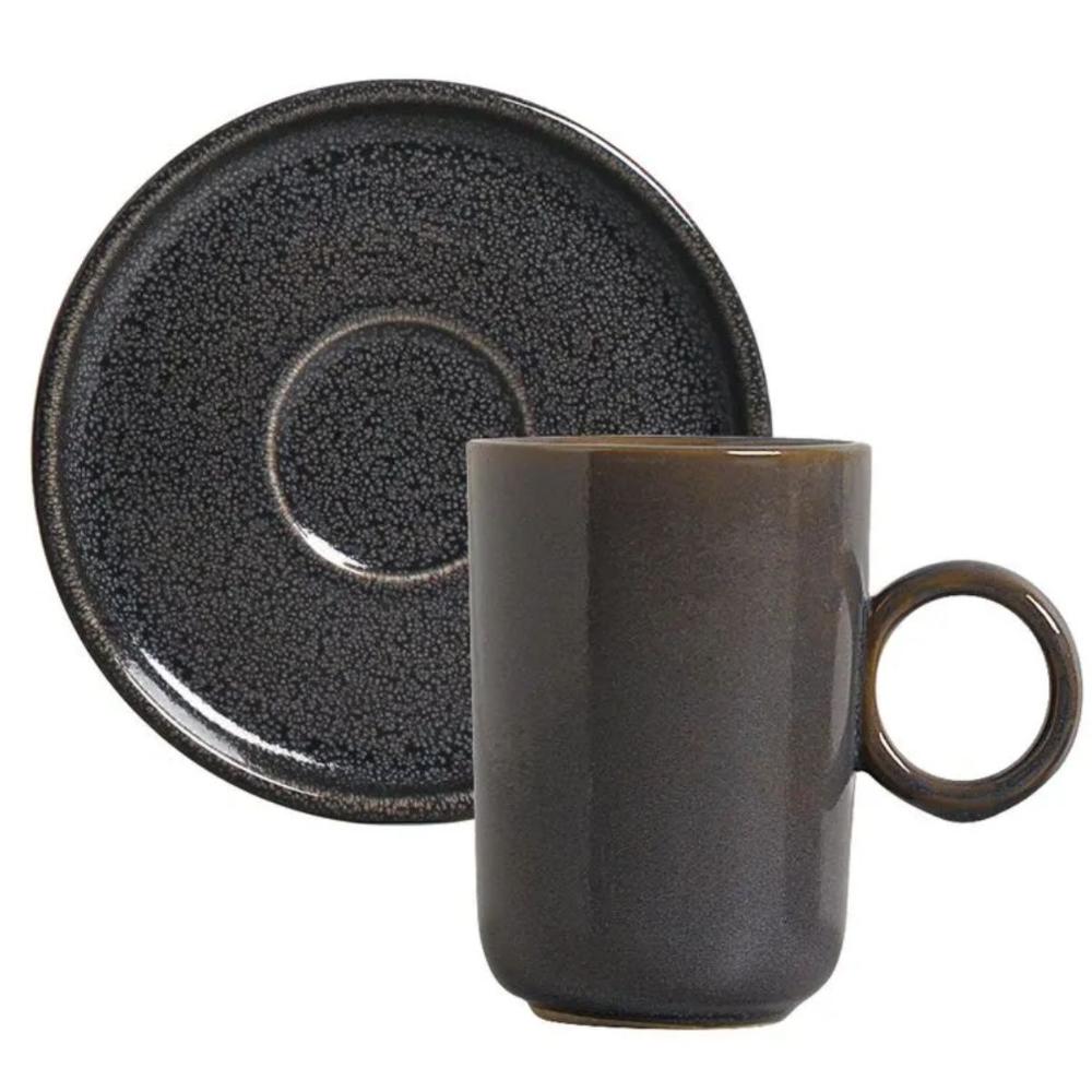 Xícara para Café e Pires Cerâmica 90ml Porto Brasil Avulso Basic Dove Cafezinho